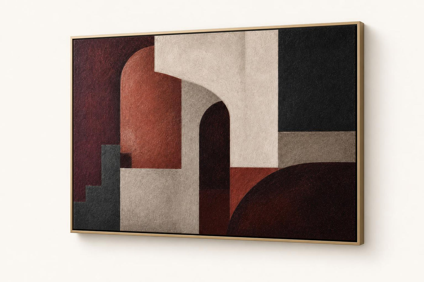 Burgundy Structure angled view in a floating frame