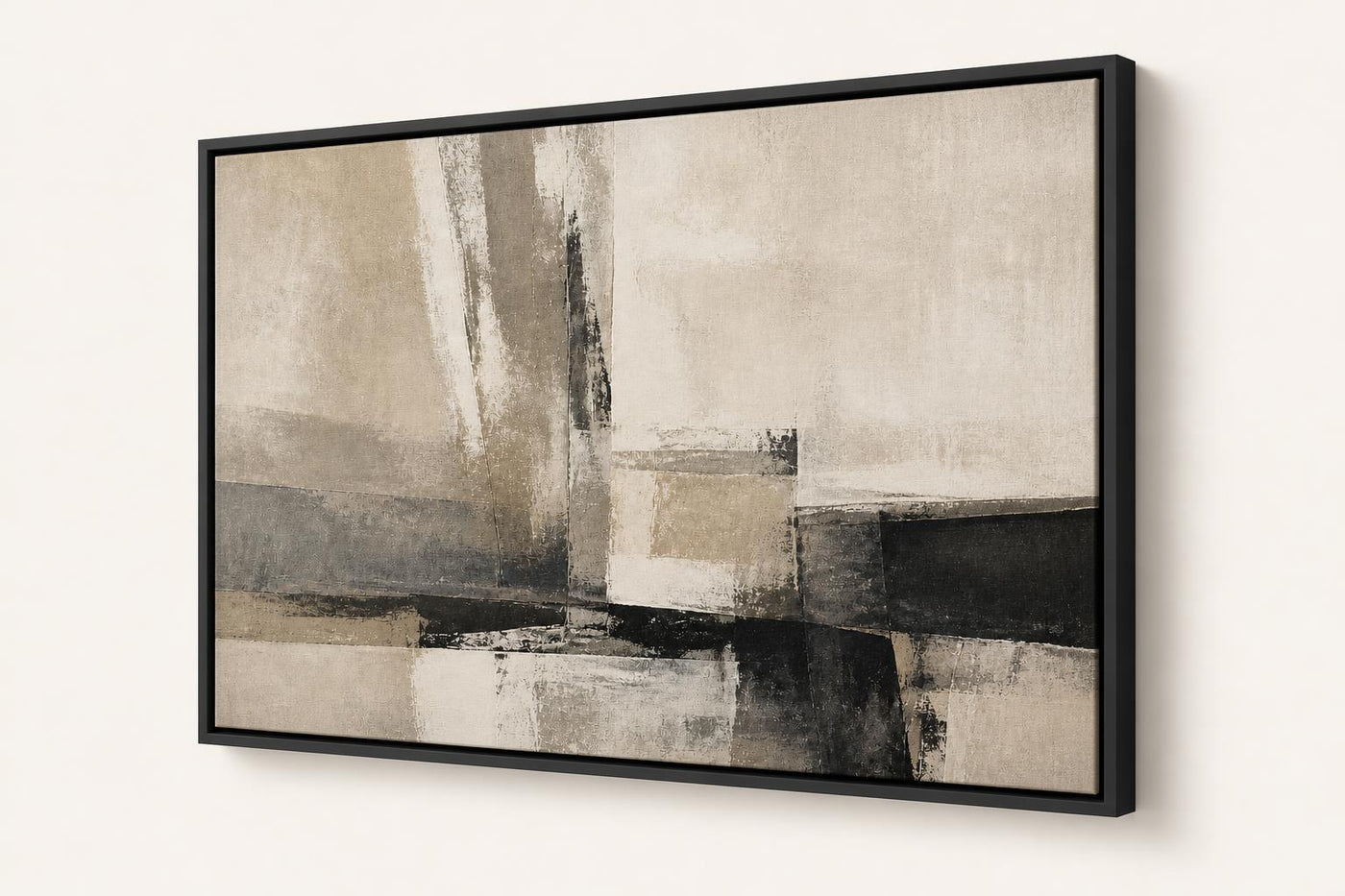 Charcoal Linen angled view in a floating frame