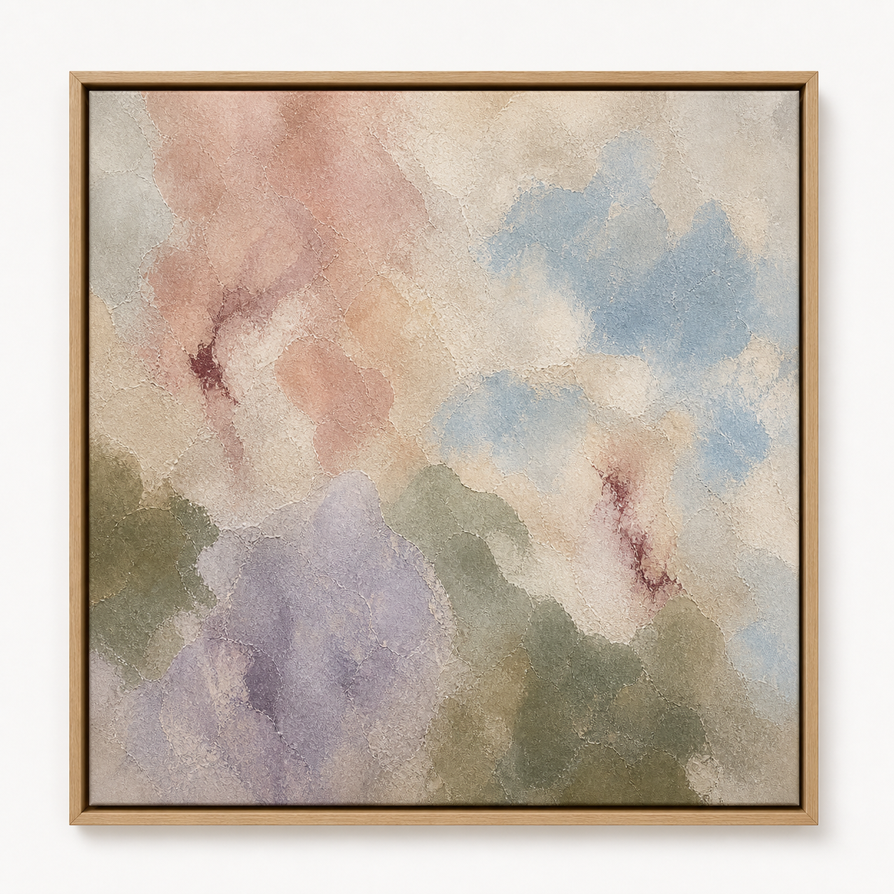 Lavender Olive Study in a Natural Oak floating frame