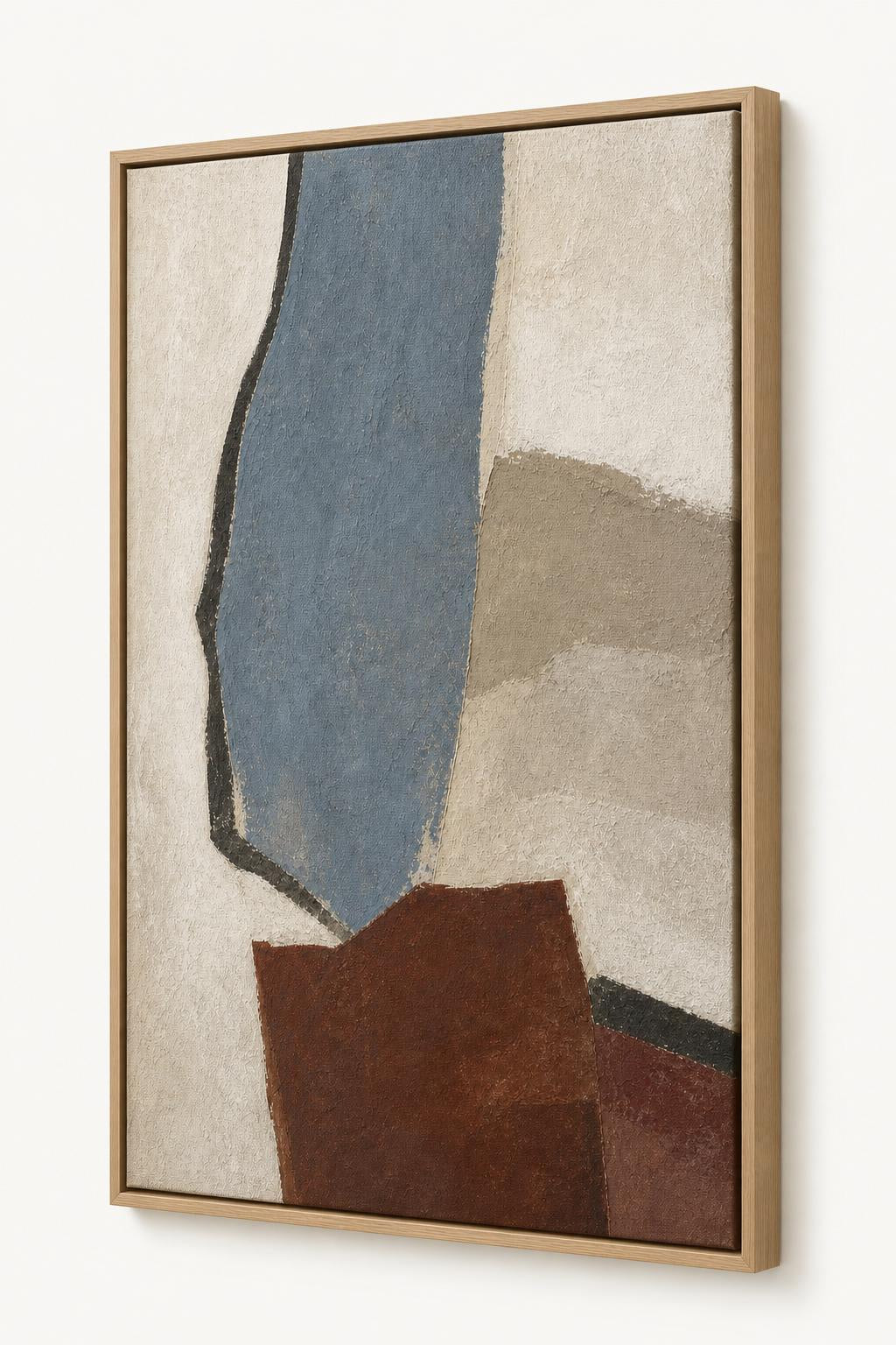 Rust Blue Study angled view in a floating frame