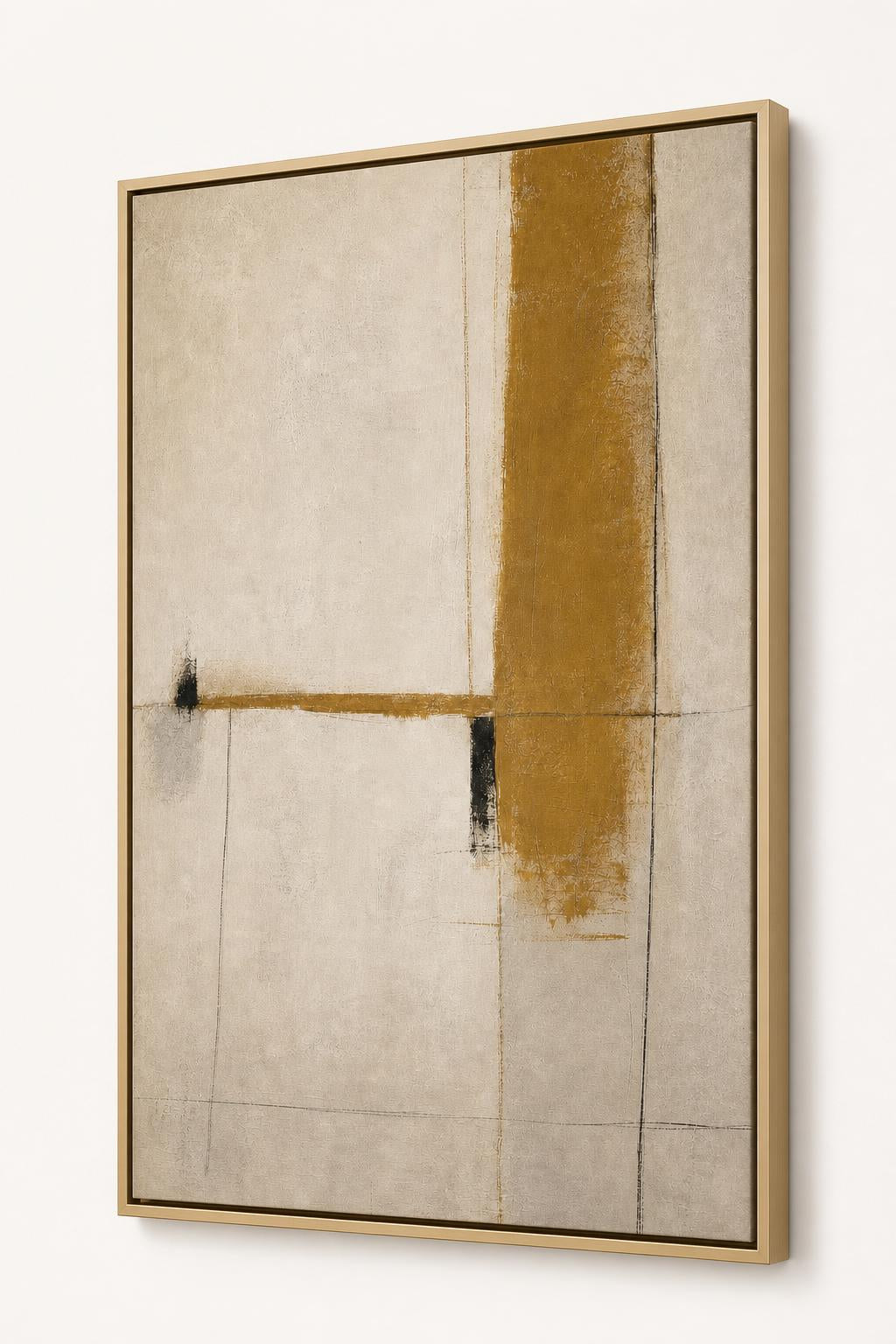 Ochre Line angled view in a floating frame