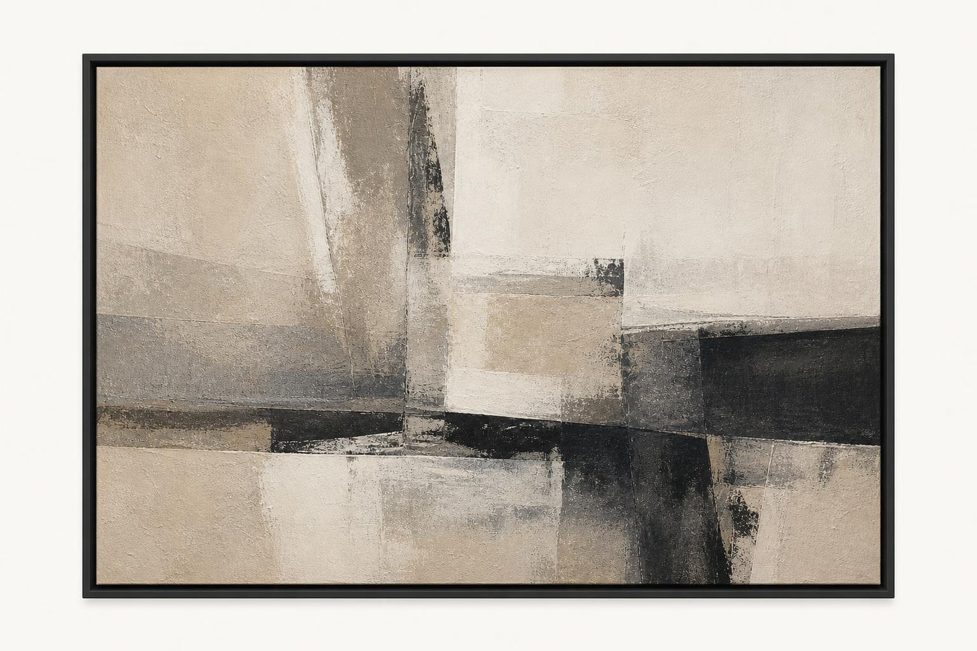 Charcoal Linen 60x40 framed canvas product image in a Black floating frame