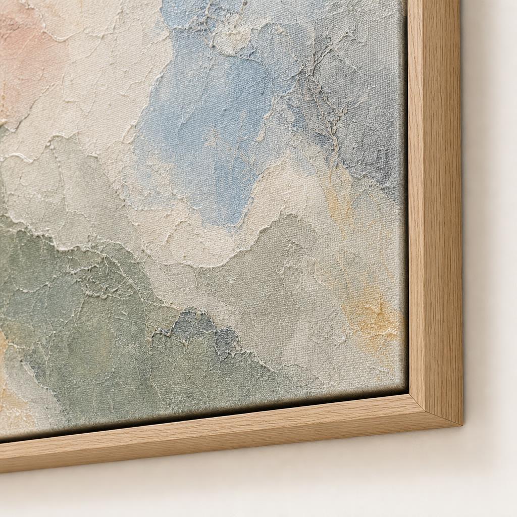 Blush Drift floating frame corner close-up