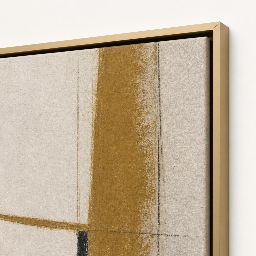 Ochre Line floating frame corner close-up