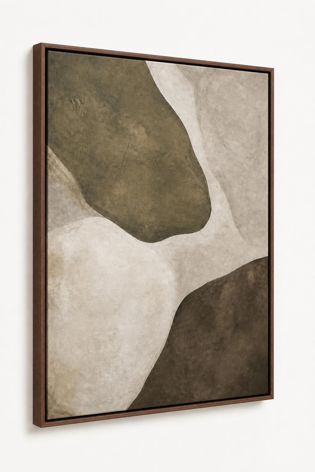 Alder angled view in a Walnut floating frame