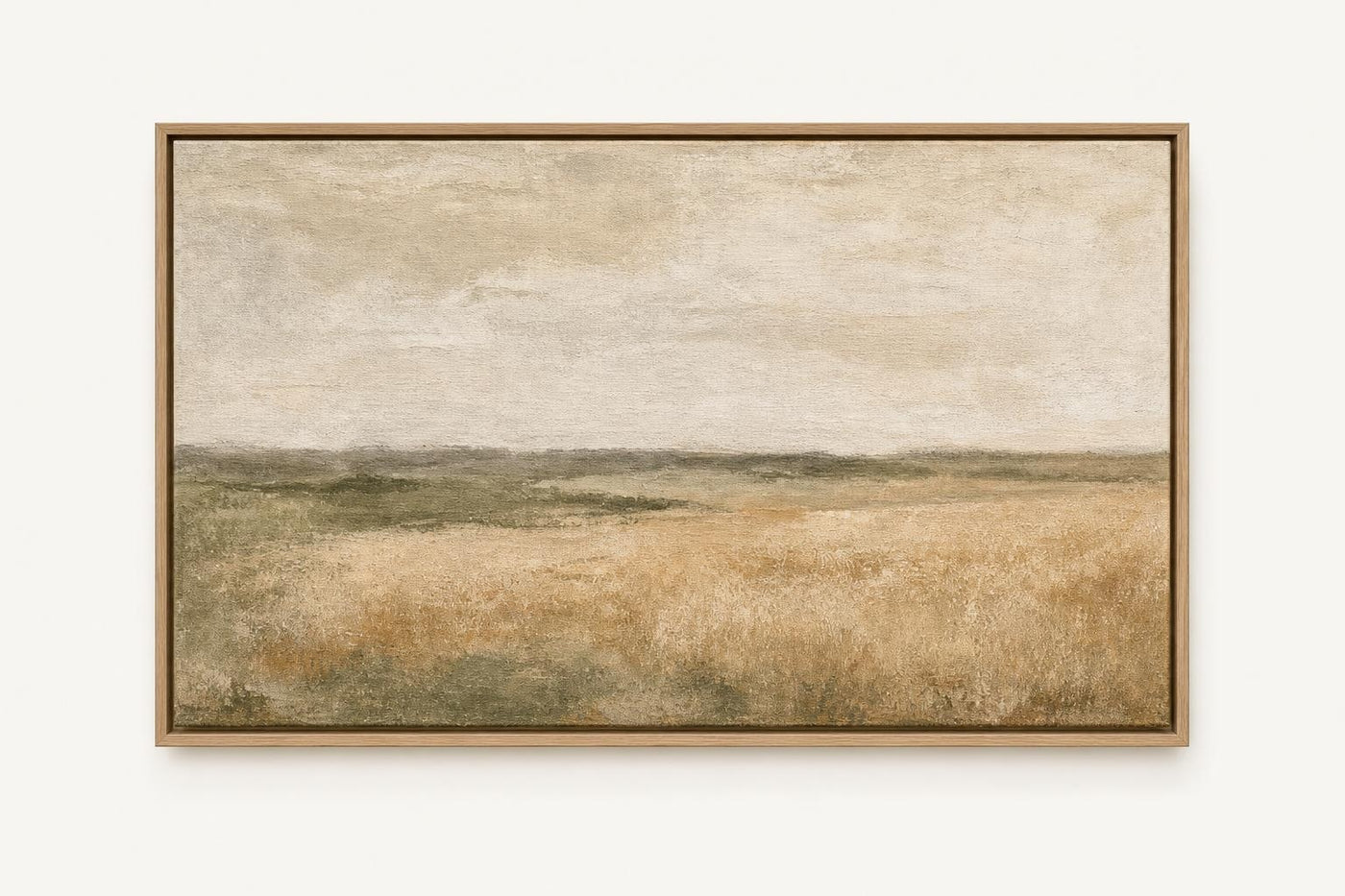 Oat Field 60x40 framed canvas product image in Natural Oak floating frame