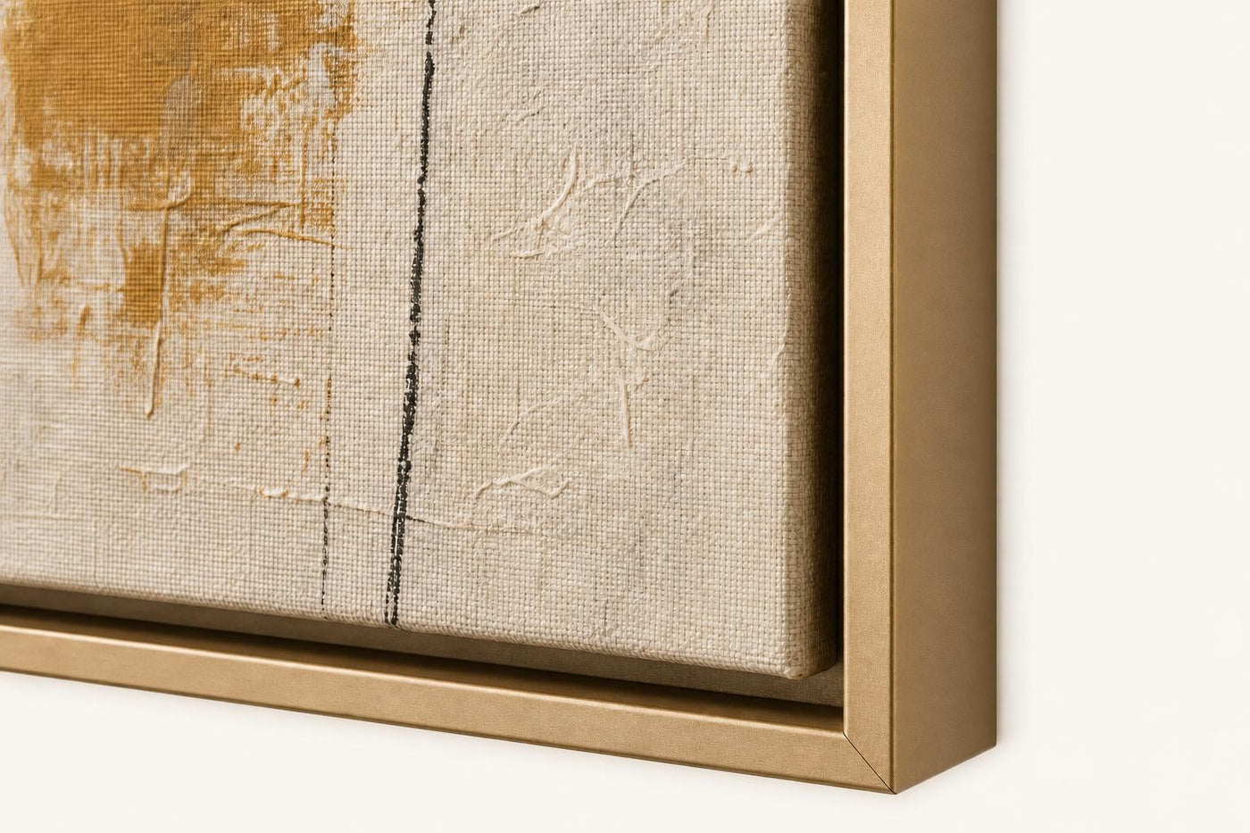 Sunward floating frame corner detail on warm-white studio background