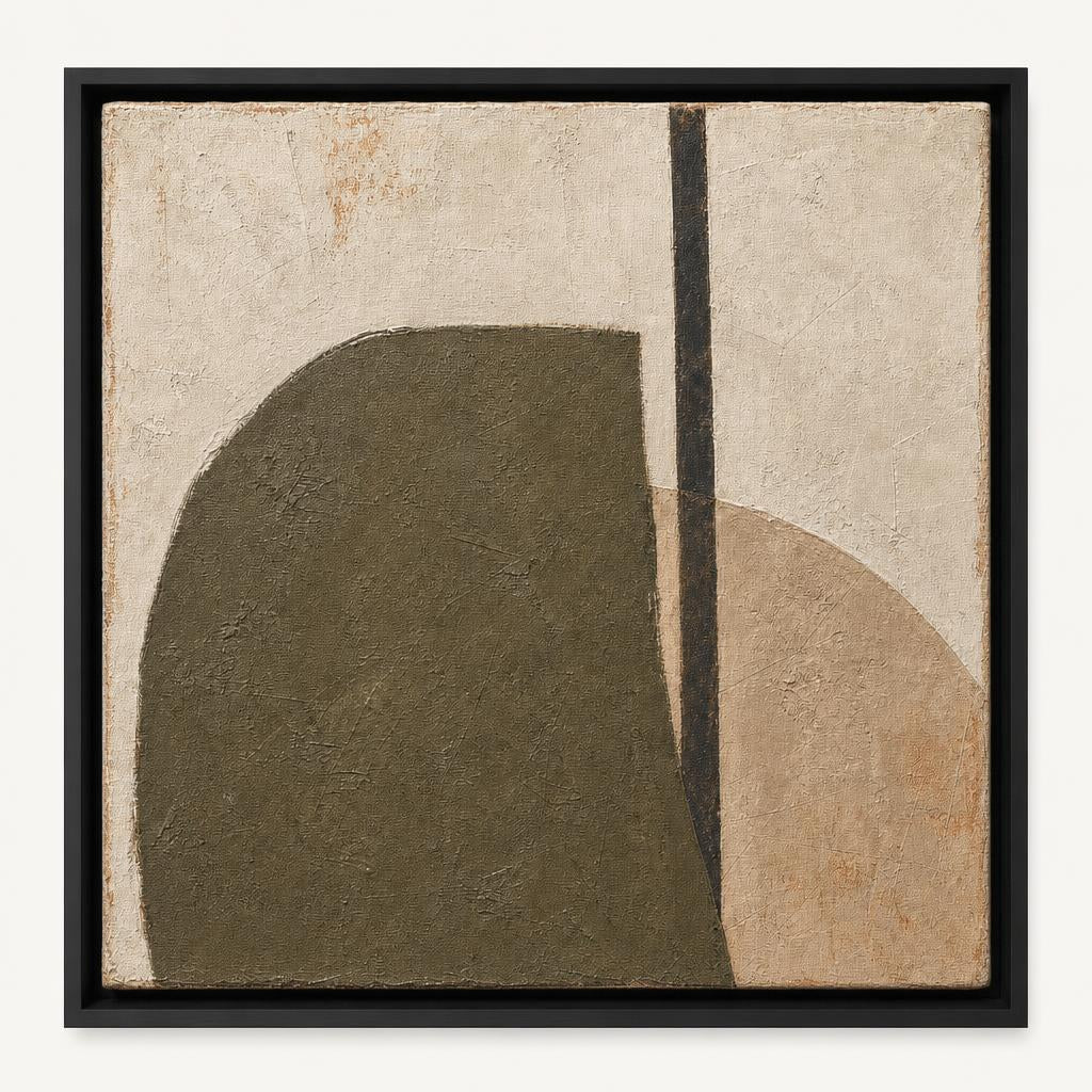 Olive Clay Study 48x48 framed canvas product image in a Black floating frame