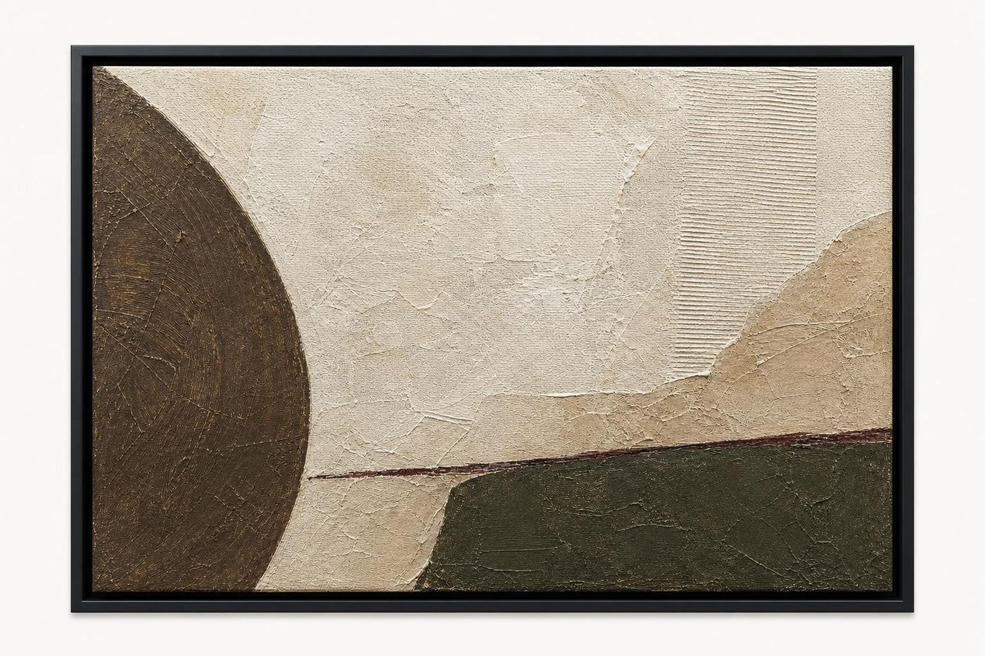 Olive Passage 60x40 framed canvas product image in a Black floating frame