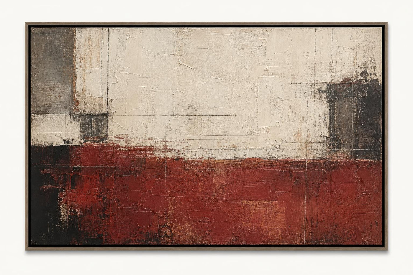Oxblood Linen Horizon 60x40 framed canvas product image in Black floating frame