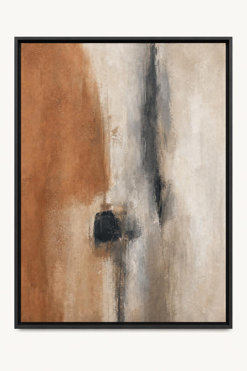 Smoke Clay 48x60 framed canvas product image in a Black floating frame
