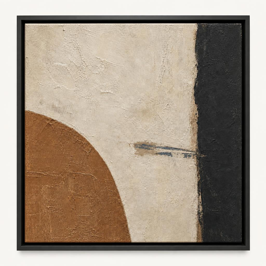 Umber Arc Study 48x48 framed canvas product image in a Black floating frame
