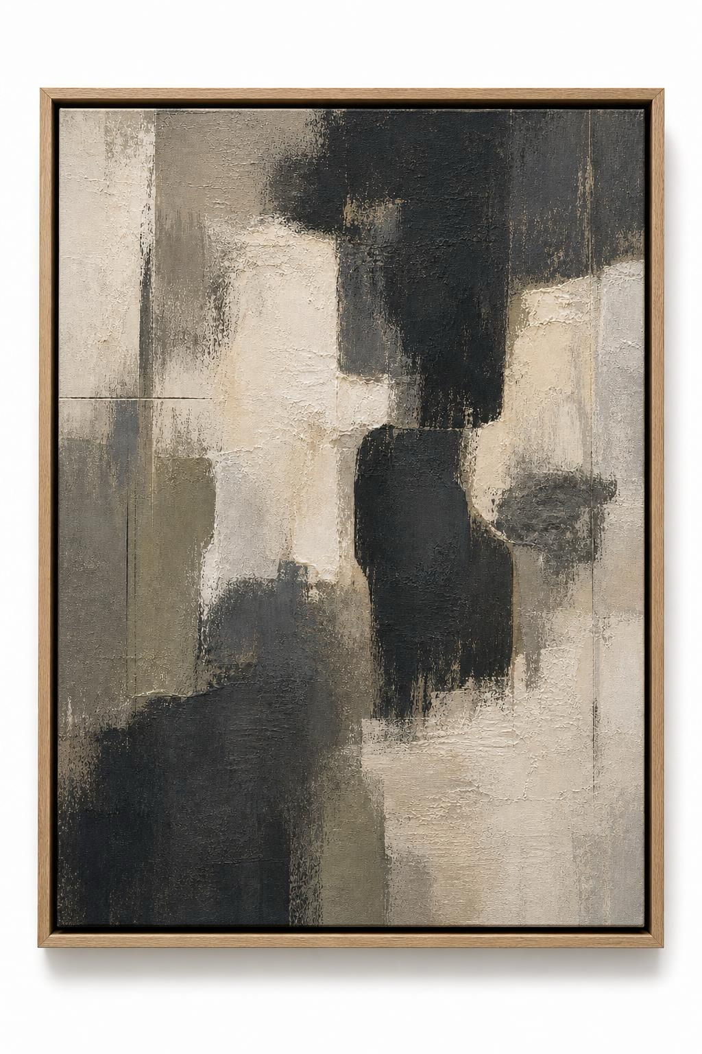 Charcoal Cream Relief framed canvas mockup