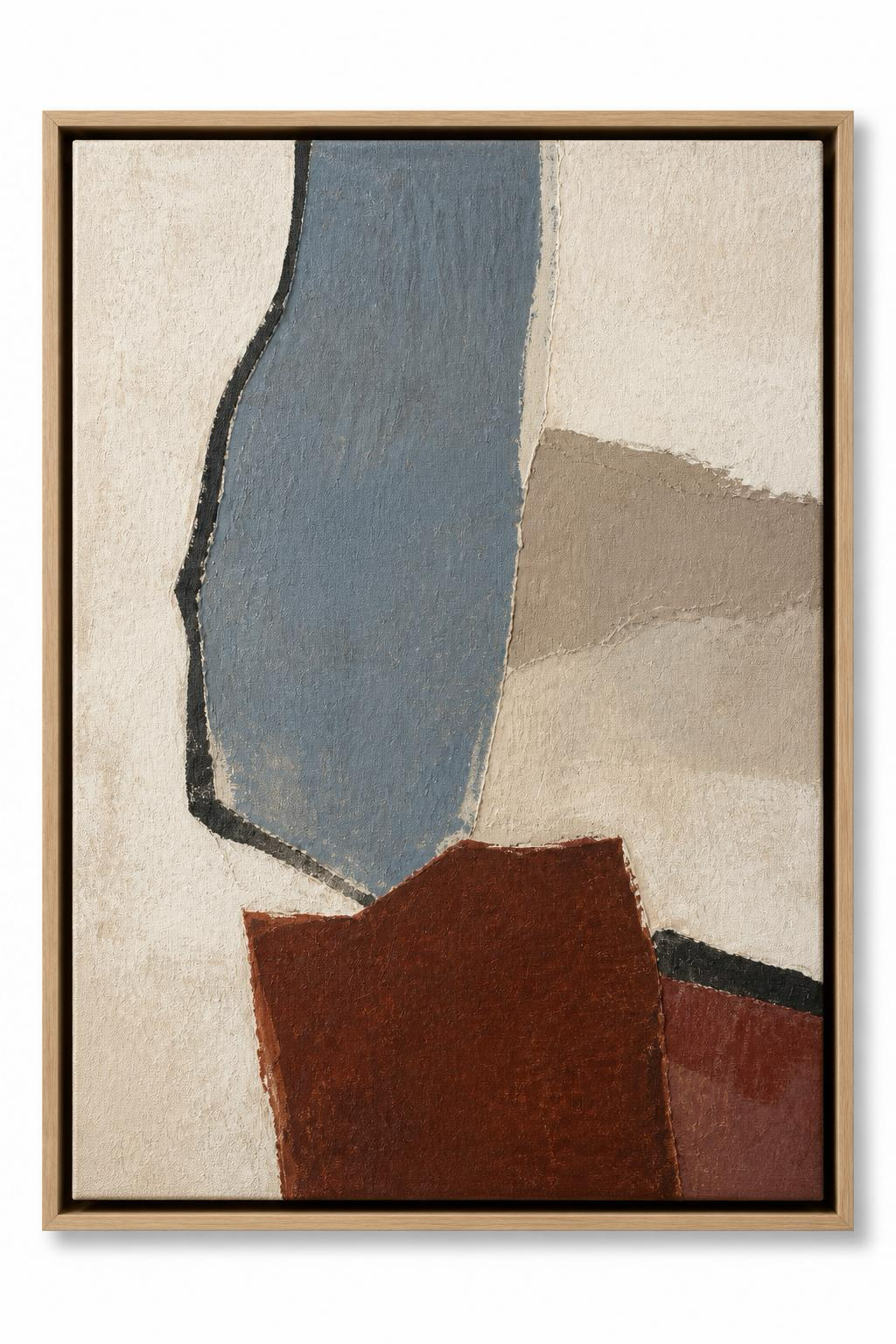 Dusty Blue Rust Study framed canvas mockup