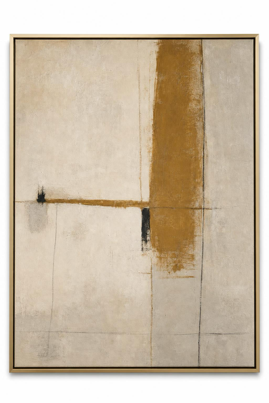 Ochre Line Study framed canvas mockup