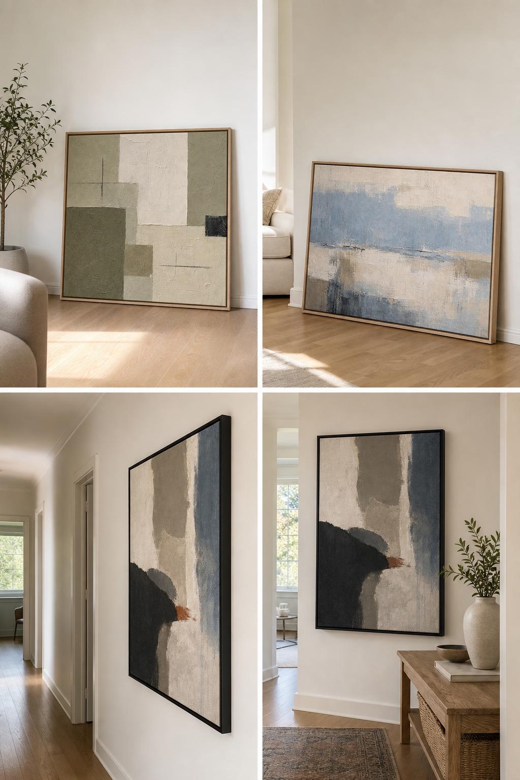 Premium abstract canvas displayed in a warm older home interior