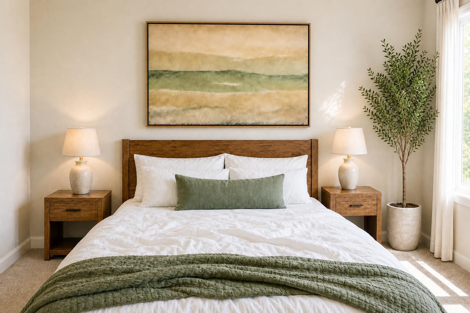 Hearthline framed canvas in a finished bedroom