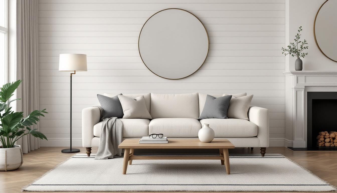 Modern Farmhouse living room — Linen & Oak palette