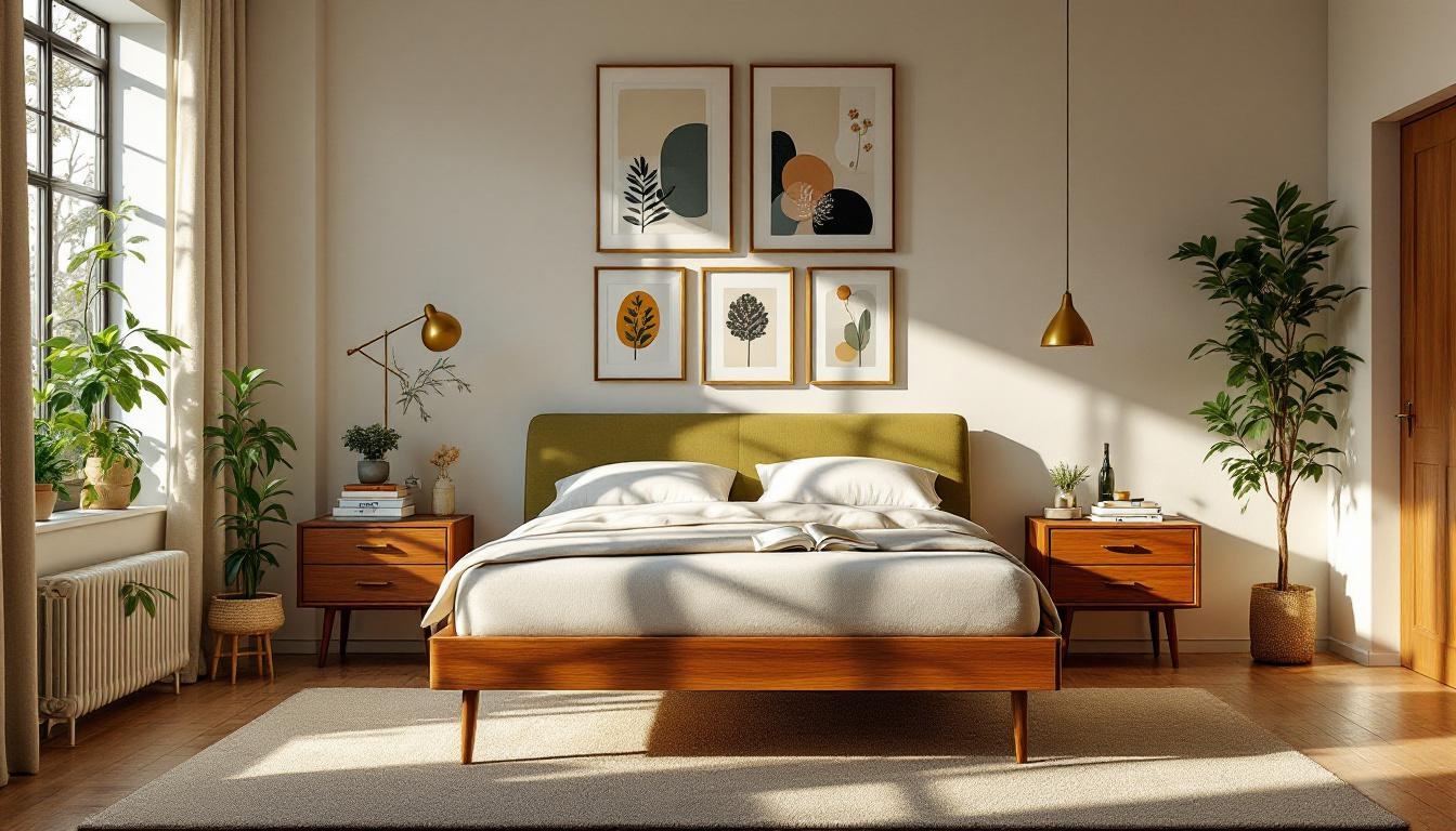 Mid-Century bedroom — Olive & Teak palette