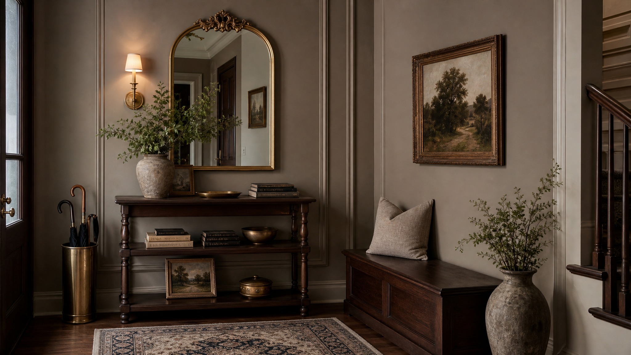 Modern Heritage entryway — Antique Brass Entry palette