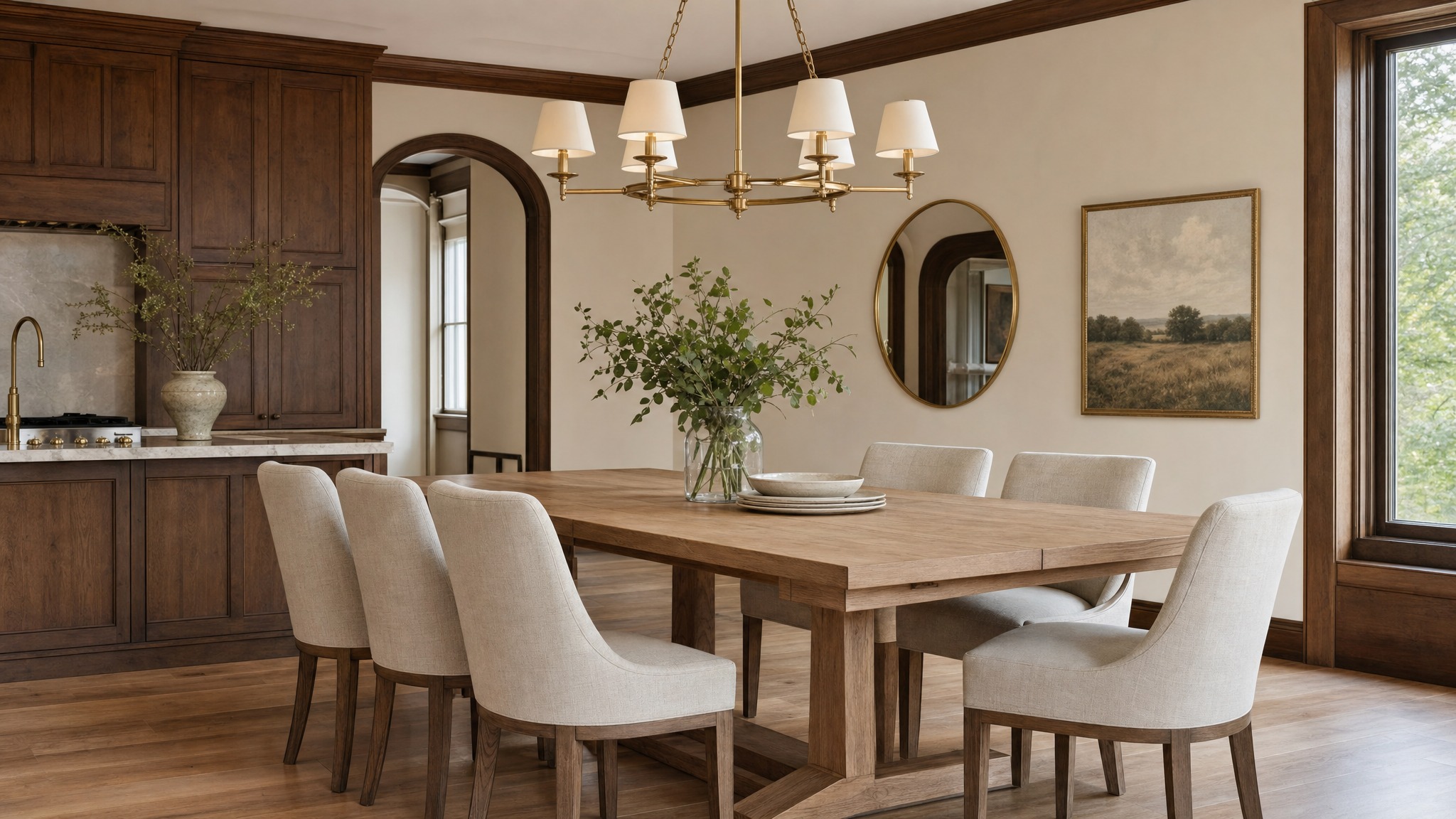 Modern Heritage kitchen & dining — Brass & Walnut palette