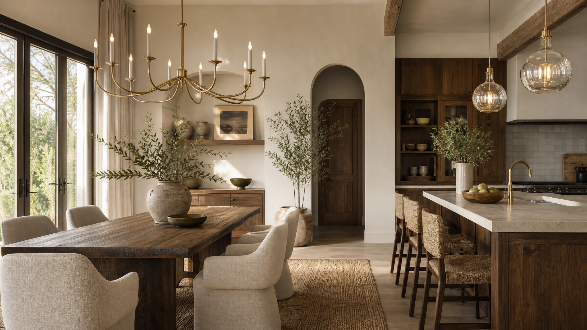 Organic Modern kitchen & dining — Walnut & Olive palette
